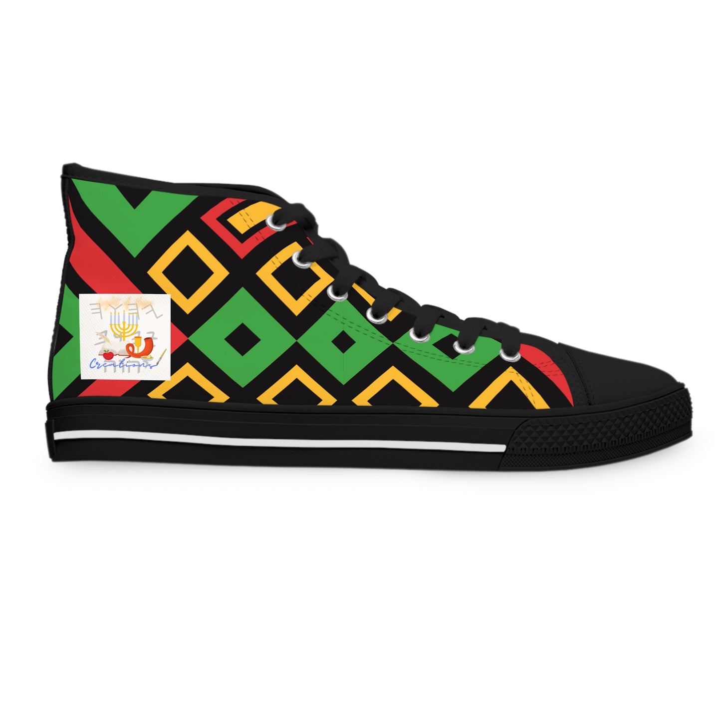 Love Righteousness - Green Kente Vibrant Women's High Top Sneakers  - Apocryphal Collection