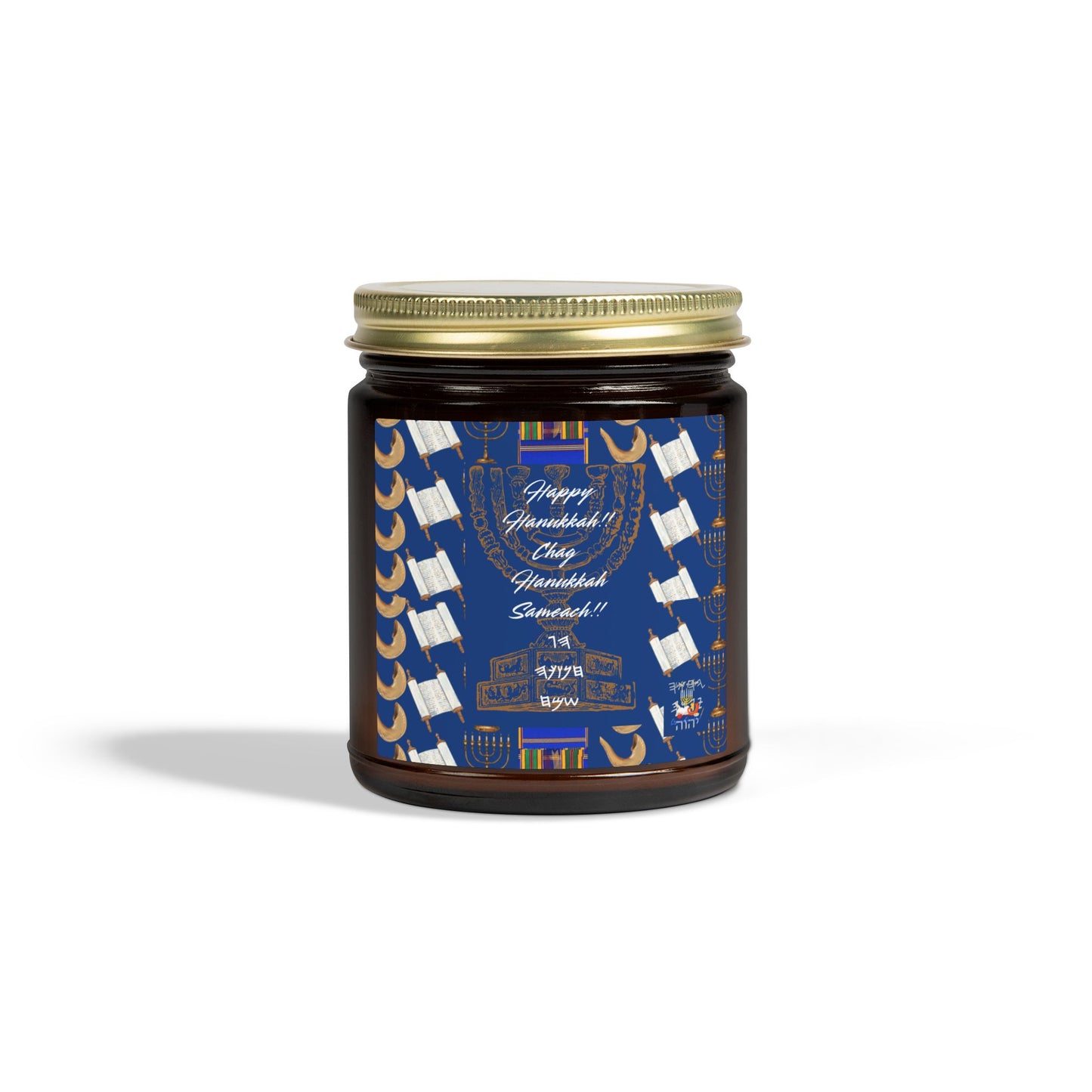 Happy Hanukkah Coconut Apricot Wax Candle (4oz, 9oz)