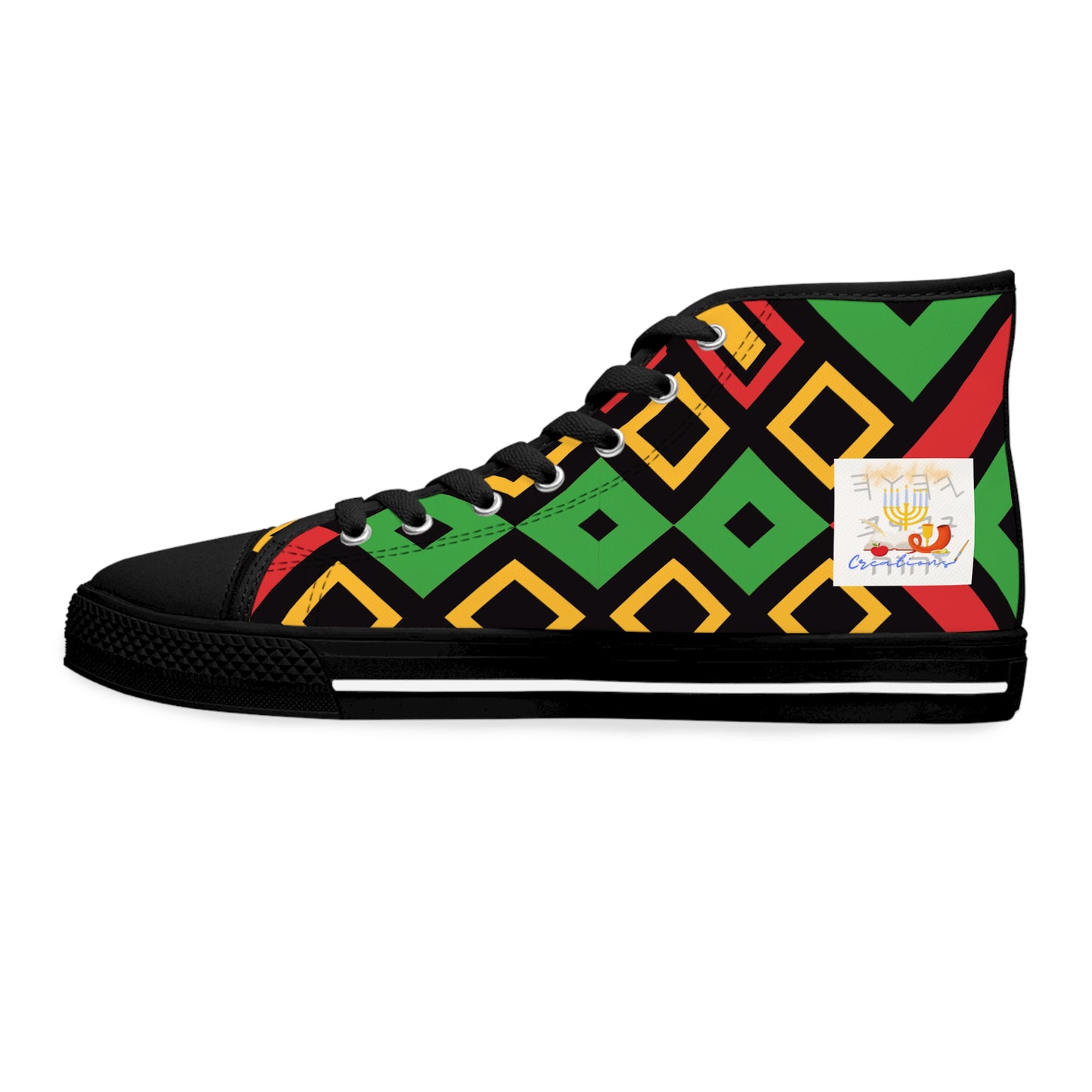 Love Righteousness - Green Kente Vibrant Women's High Top Sneakers  - Apocryphal Collection