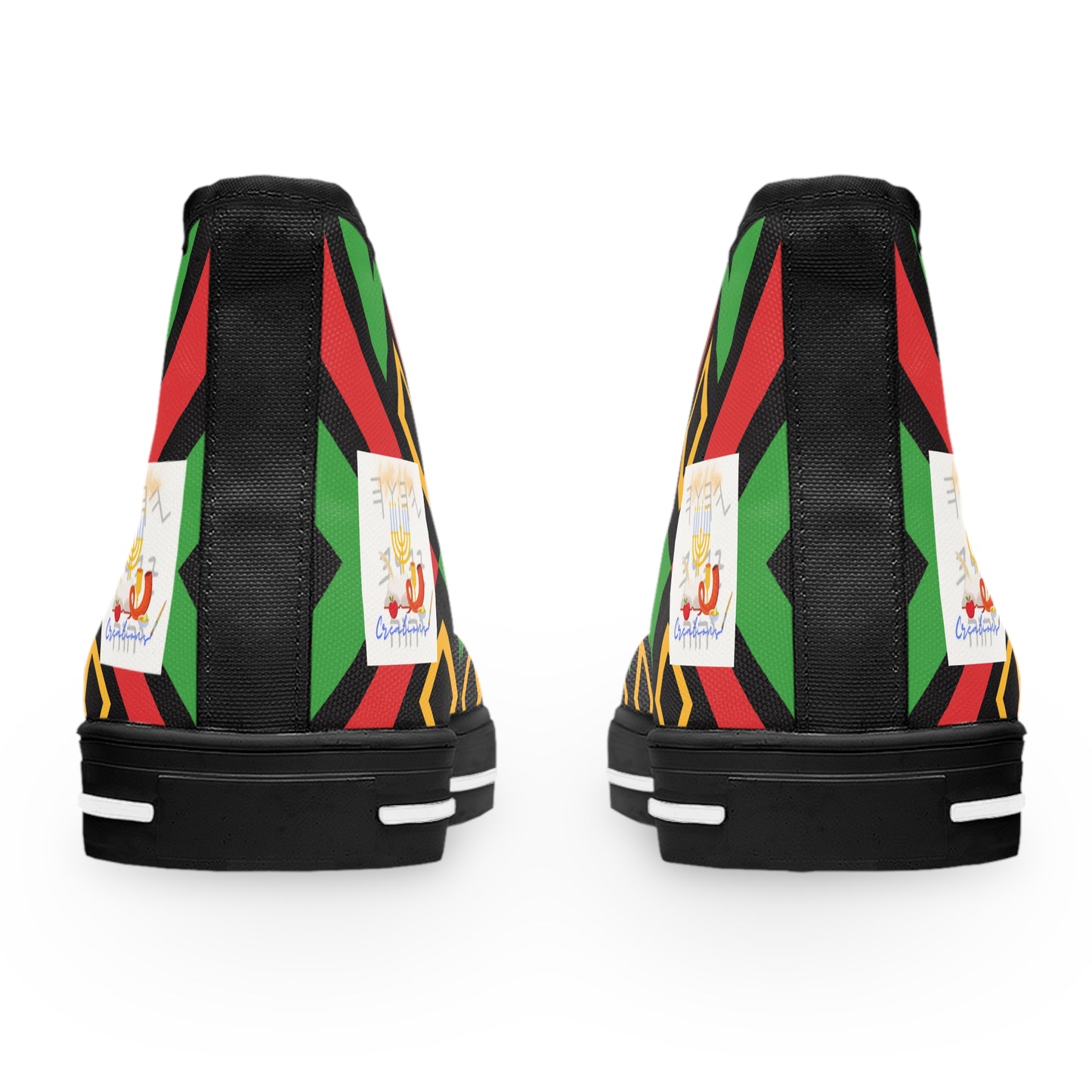 Love Righteousness - Green Kente Vibrant Women's High Top Sneakers  - Apocryphal Collection