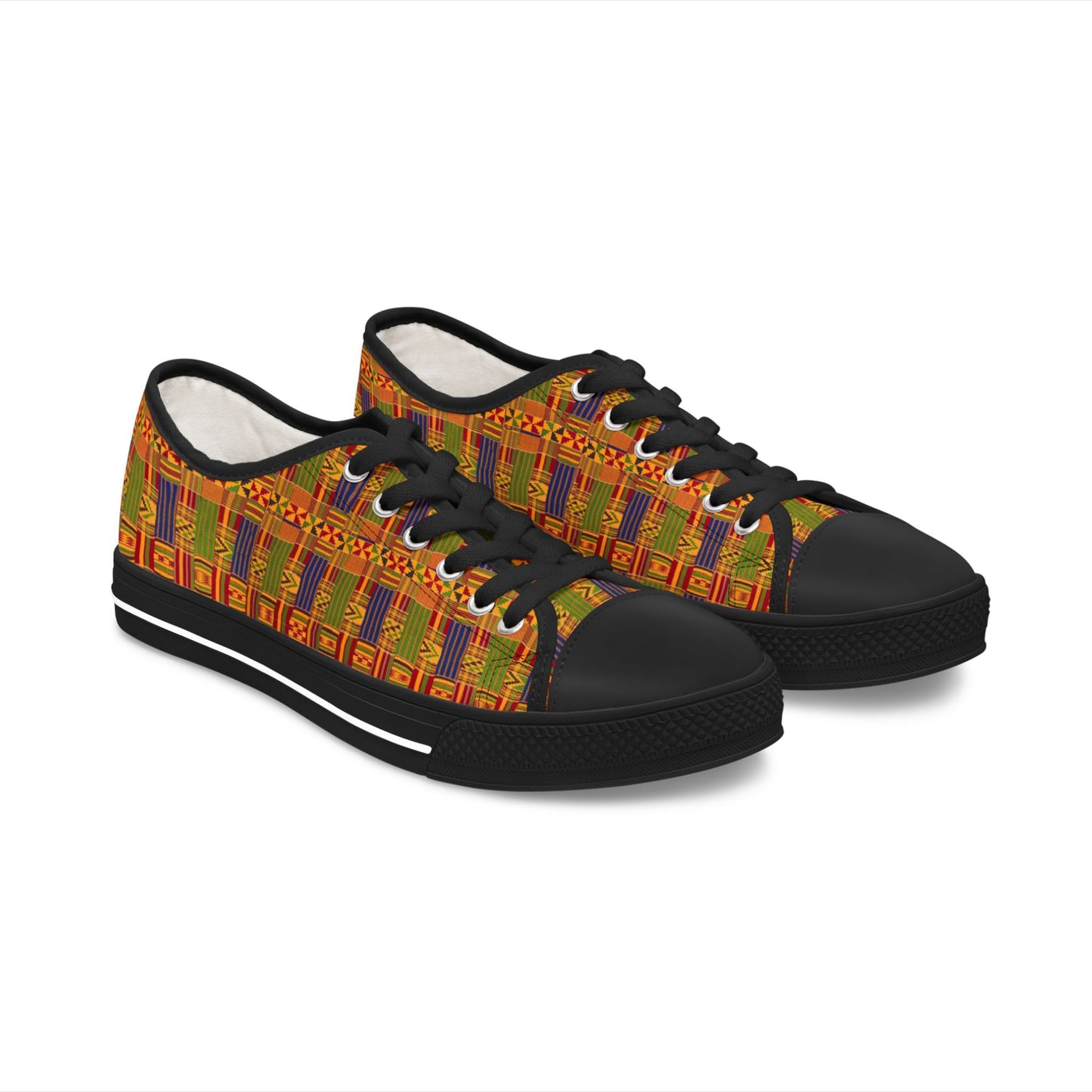 Colorful Kente Print Women's Low Top Sneakers - Holy Unto Yahuah Collection