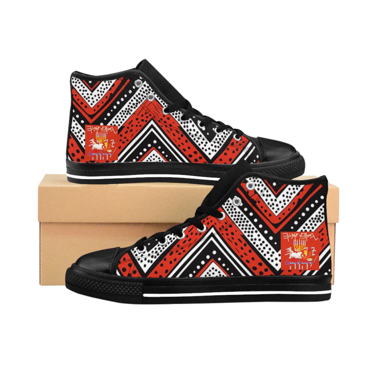 Confidence - Red Kente Designed High-Top Sneakers For Men - Scriptural Affirmations Collection