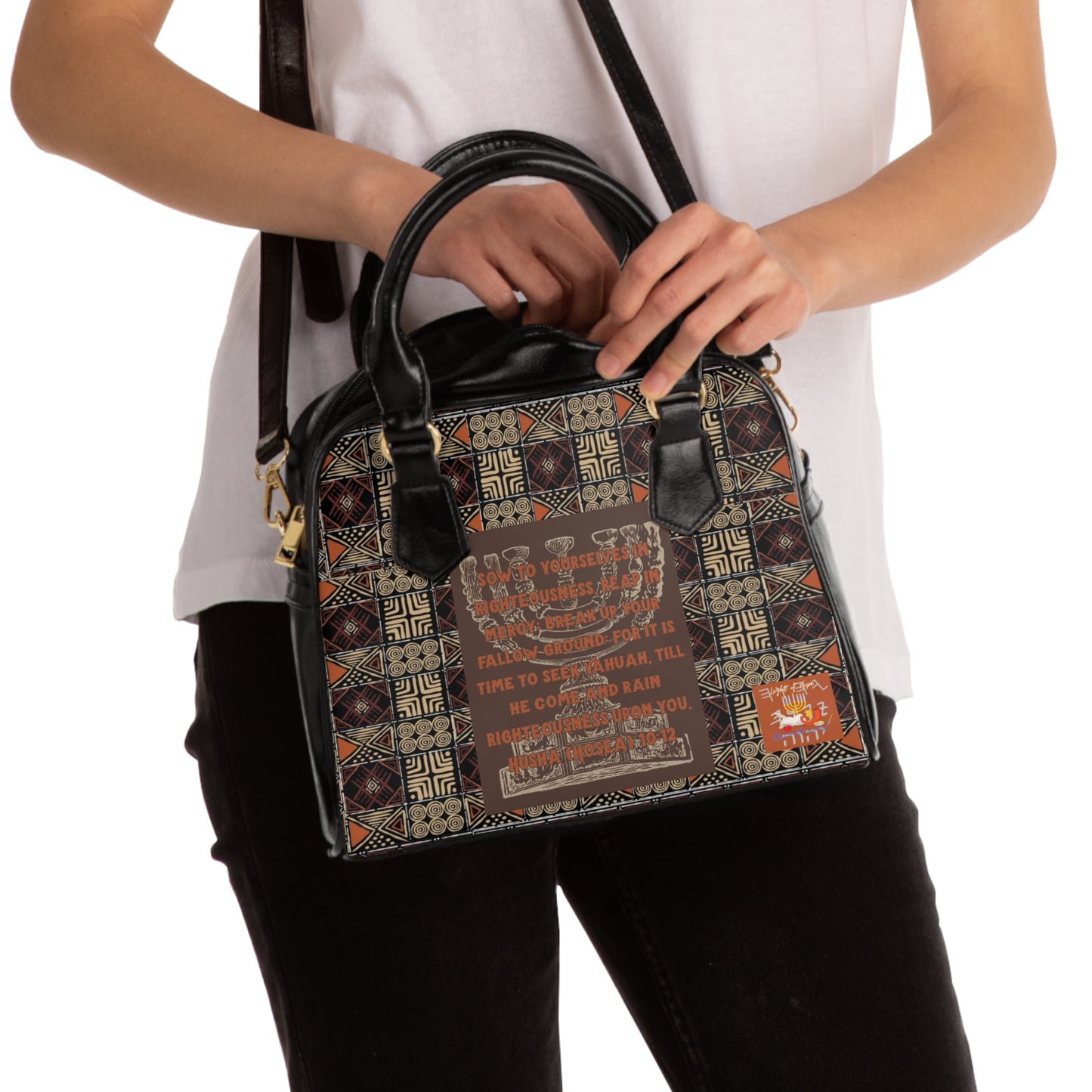 Break Up Your Fallow Ground - Brown Kente Designed Shoulder Handbag - Biblical Principles Collection