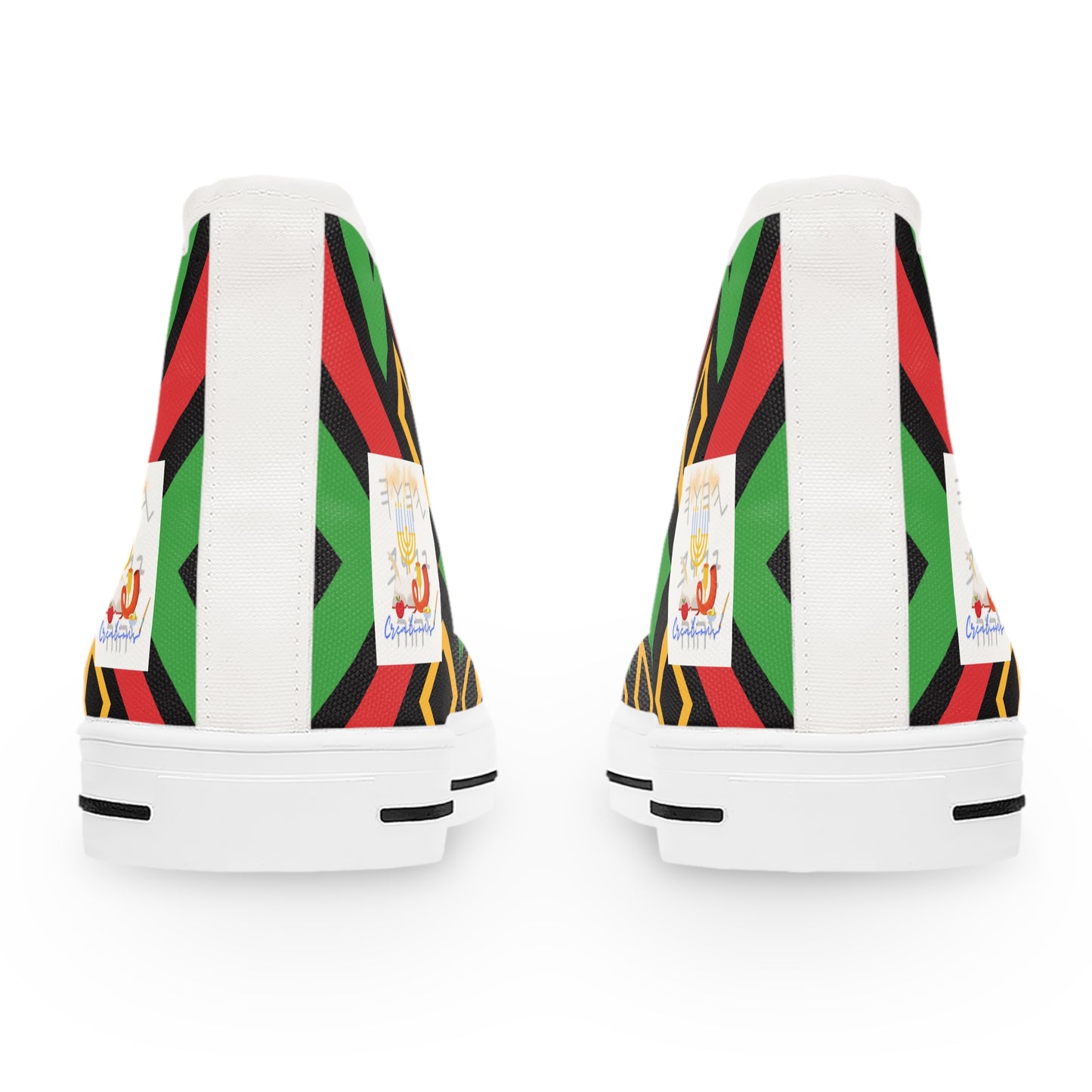 Love Righteousness - Green Kente Vibrant Women's High Top Sneakers  - Apocryphal Collection