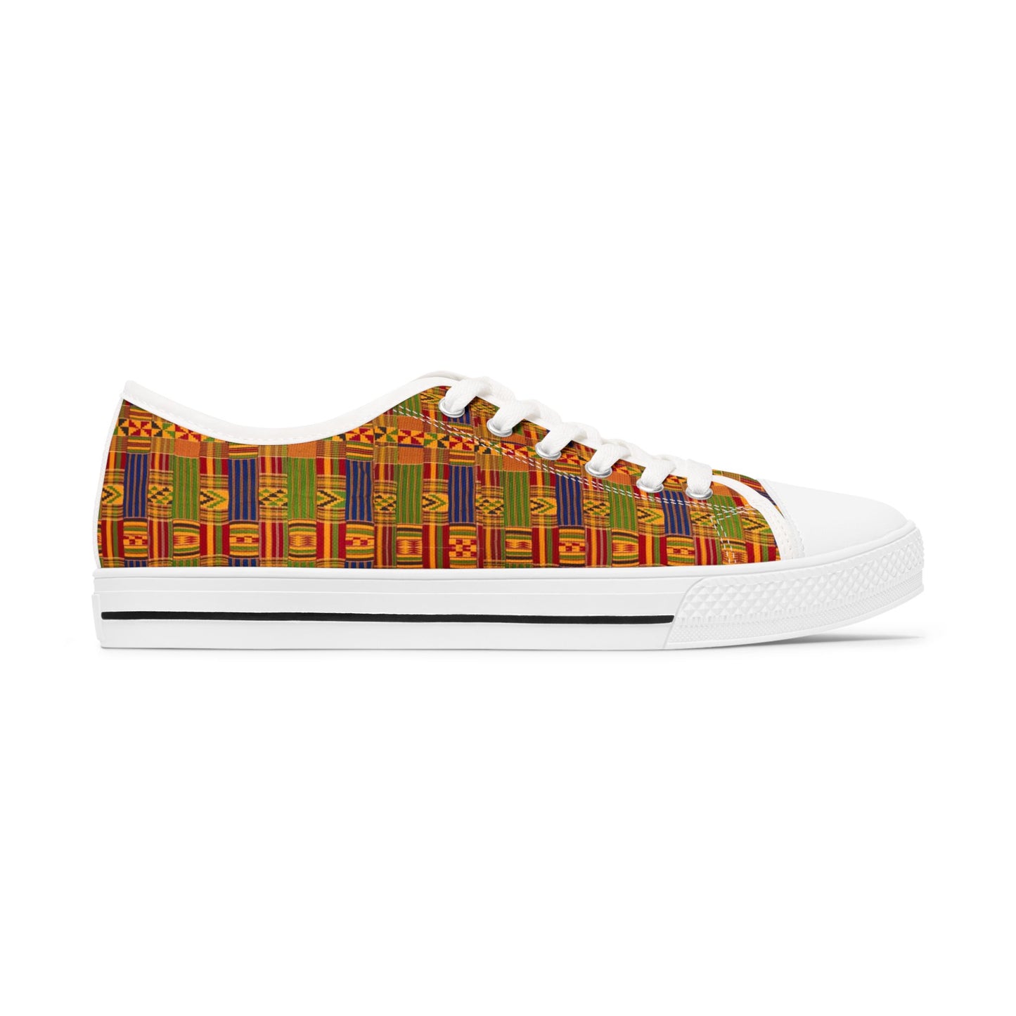 Colorful Kente Print Women's Low Top Sneakers - Holy Unto Yahuah Collection