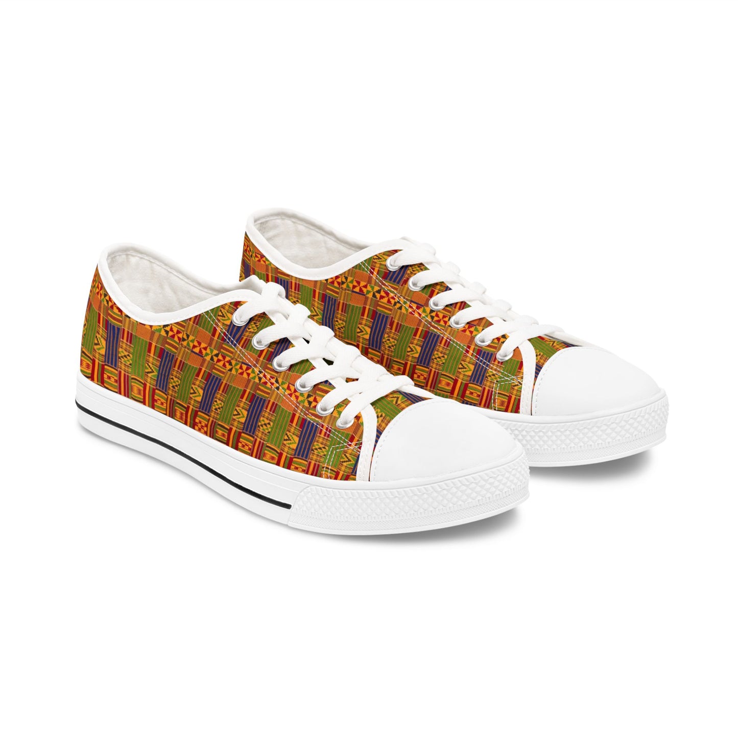 Colorful Kente Print Women's Low Top Sneakers - Holy Unto Yahuah Collection