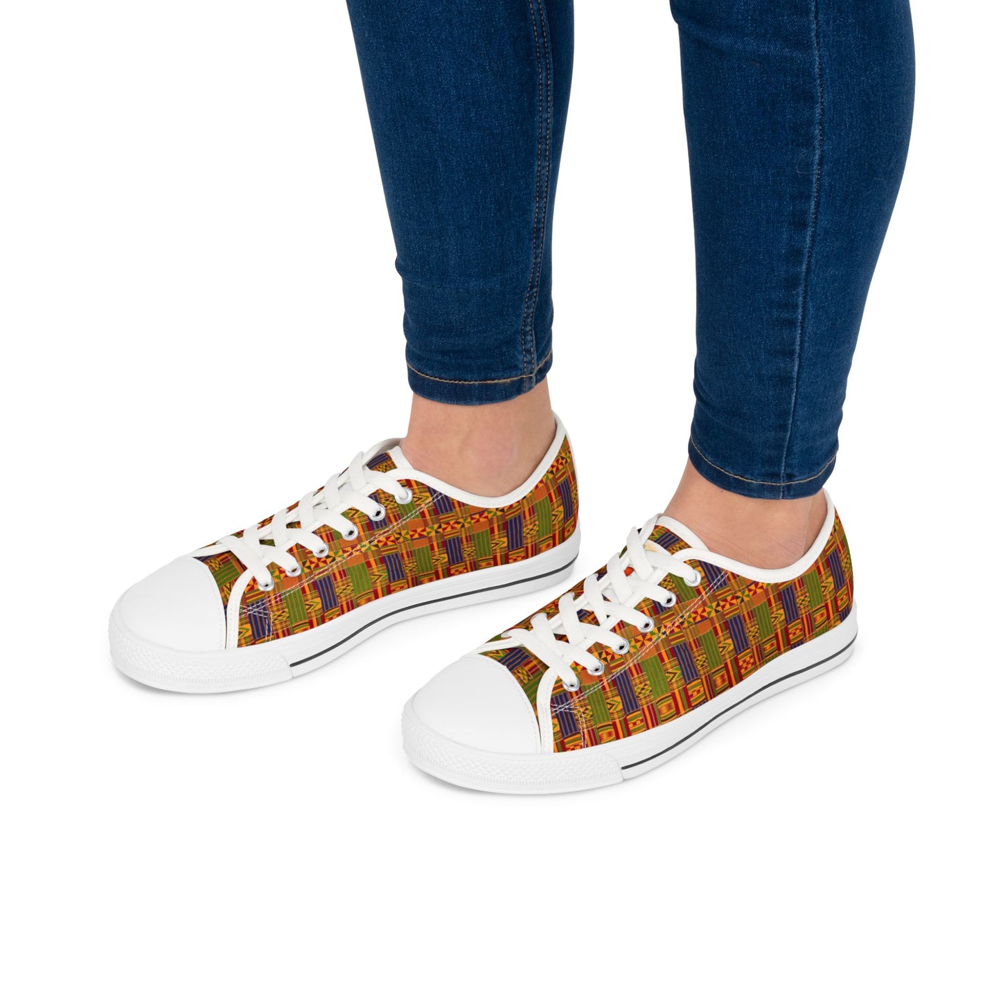 Colorful Kente Print Women's Low Top Sneakers - Holy Unto Yahuah Collection