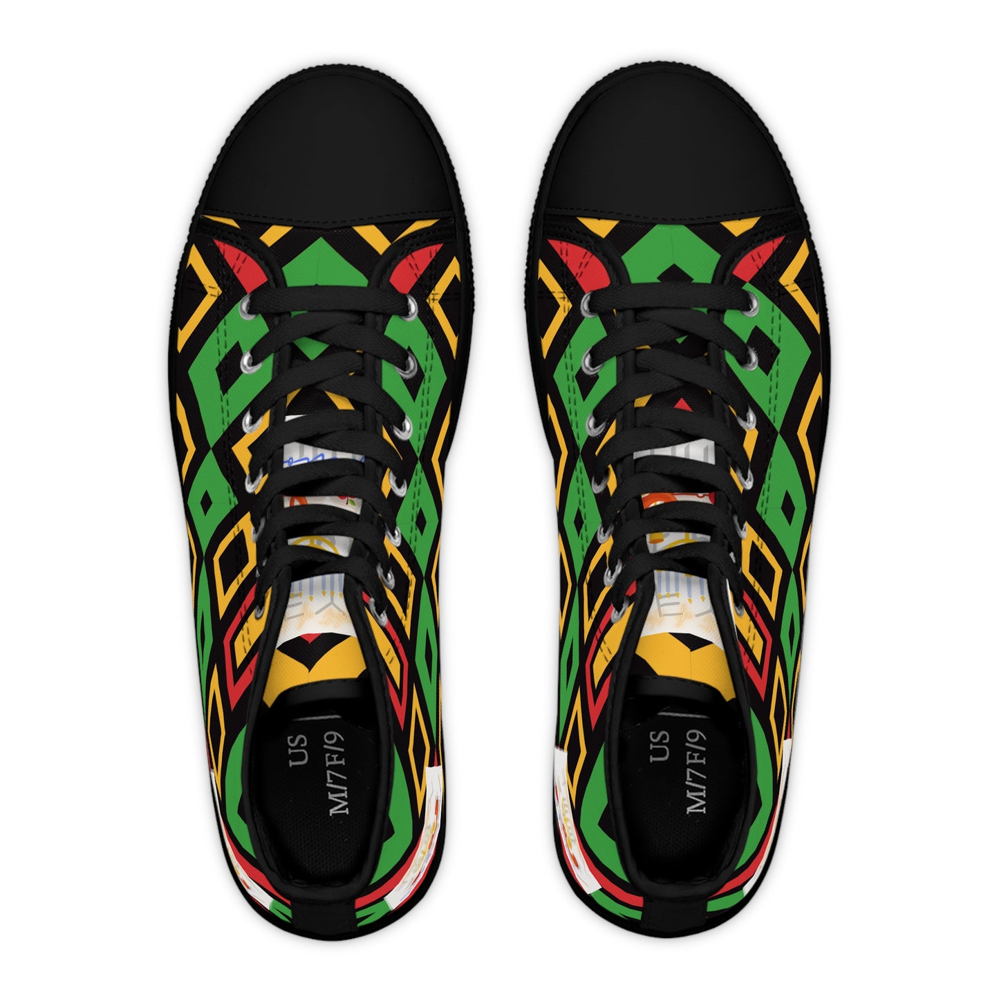 Love Righteousness - Green Kente Vibrant Women's High Top Sneakers  - Apocryphal Collection