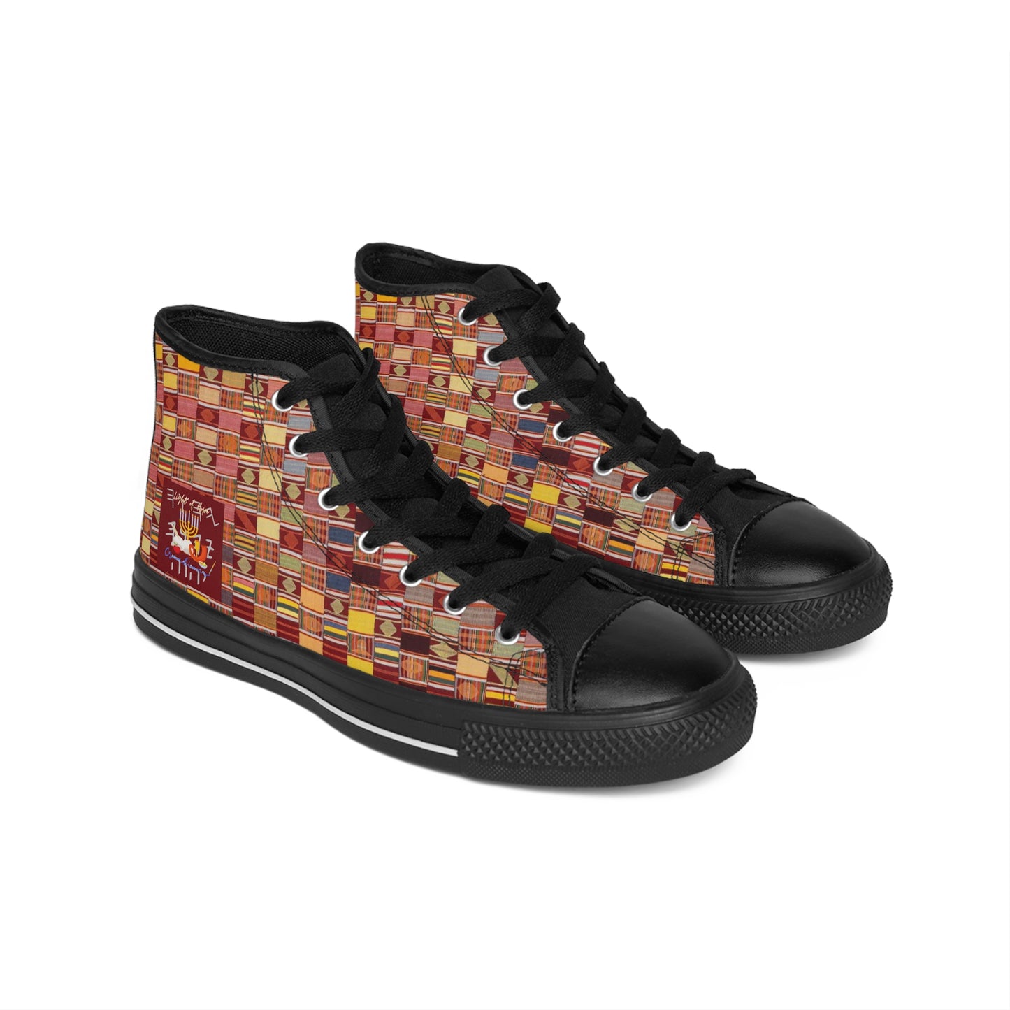 Whole Duty of Man - Maroon Kente Designed Women's Classic Sneakers - Holy Unto Yahuah Collection