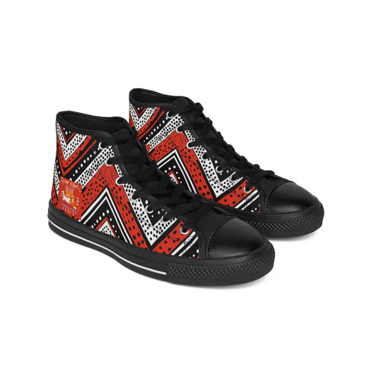 Confidence - Red Kente Designed High-Top Sneakers For Men - Scriptural Affirmations Collection