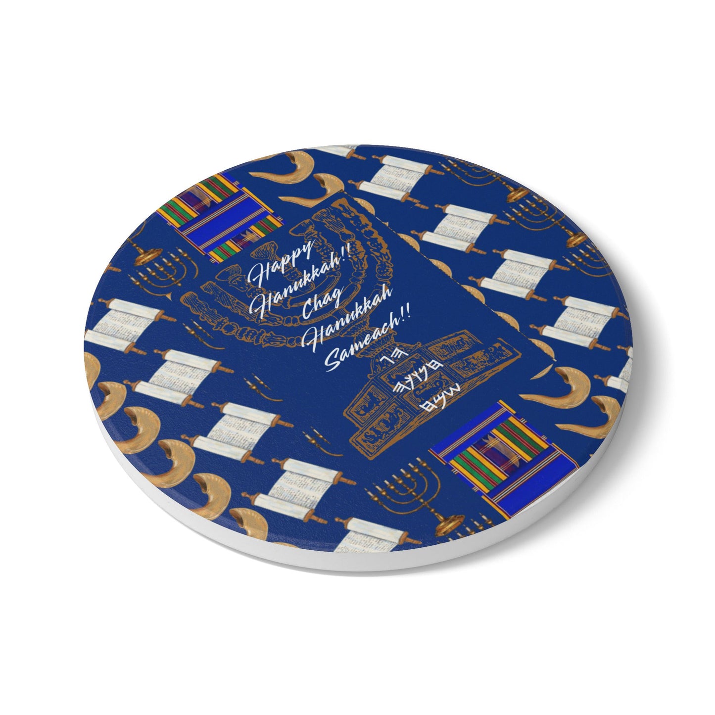 Hanukkah Ceramic Coaster Set - Festive Drinkware