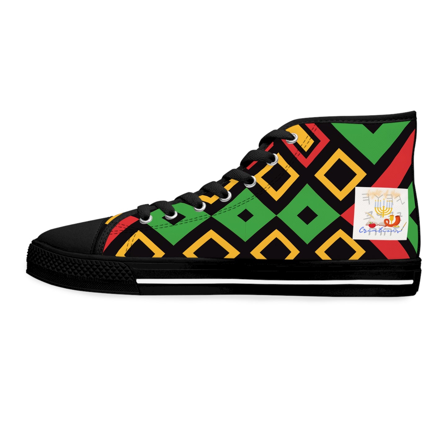 Love Righteousness - Green Kente Vibrant Women's High Top Sneakers  - Apocryphal Collection