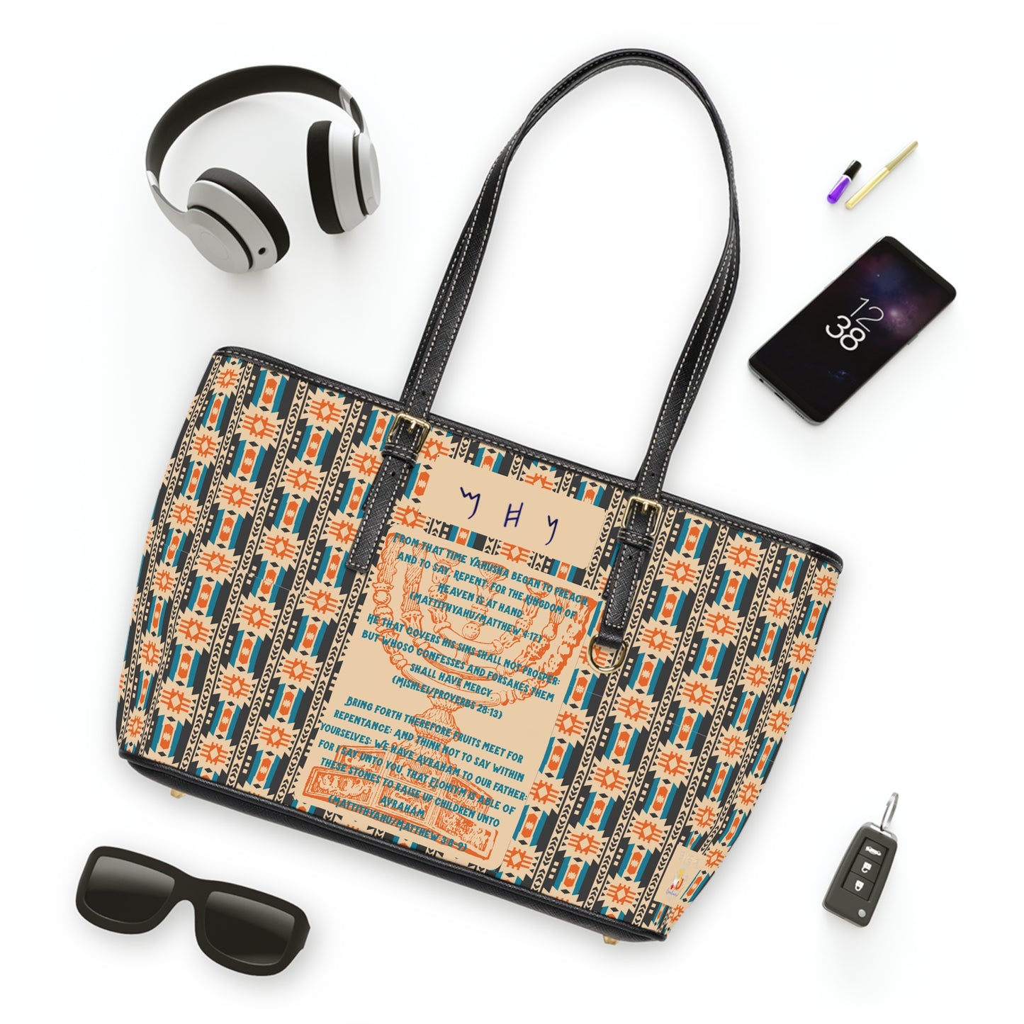 Call To Repentance - Orange Kente PU Leather Shoulder Bag - Biblical Principles Collection