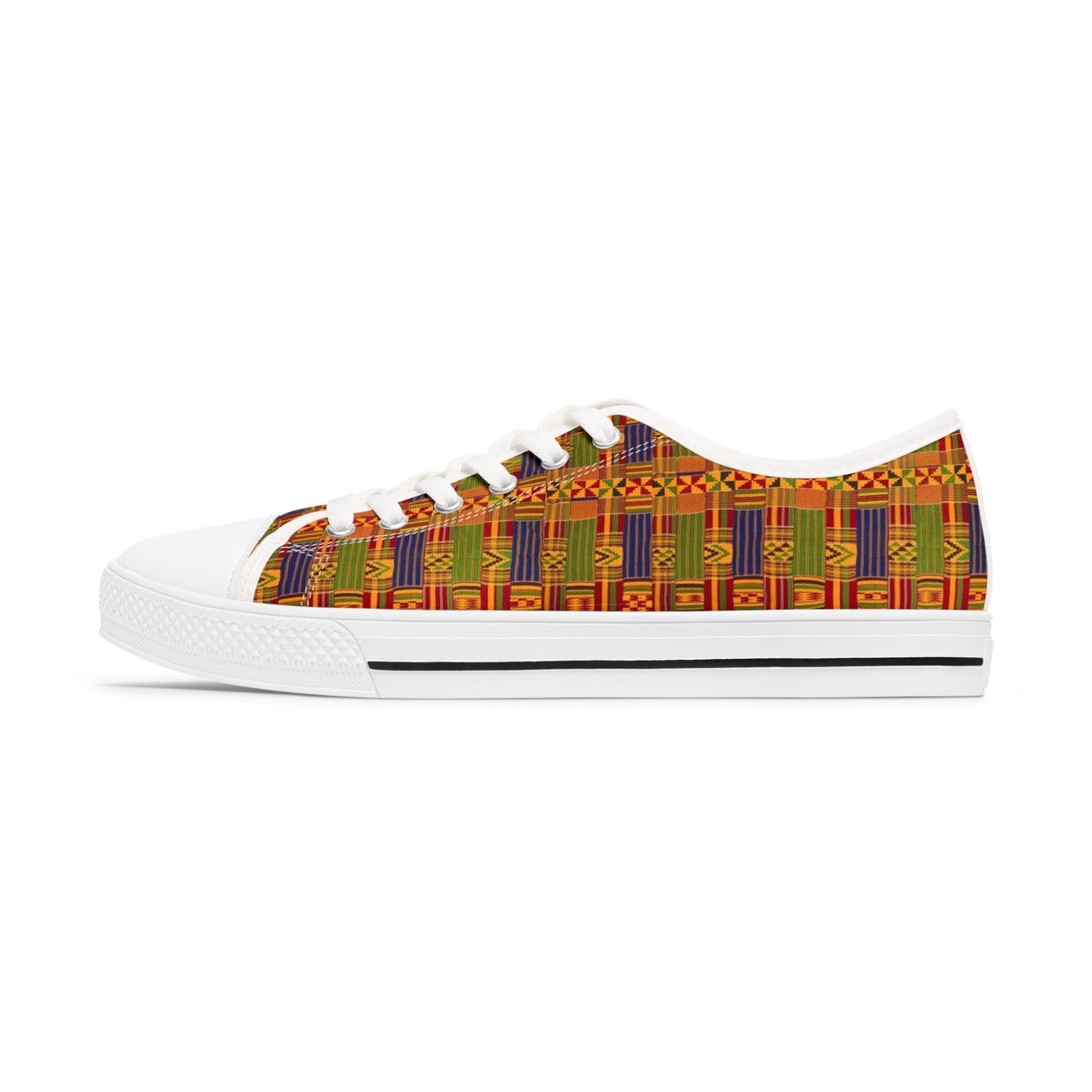 Colorful Kente Print Women's Low Top Sneakers - Holy Unto Yahuah Collection