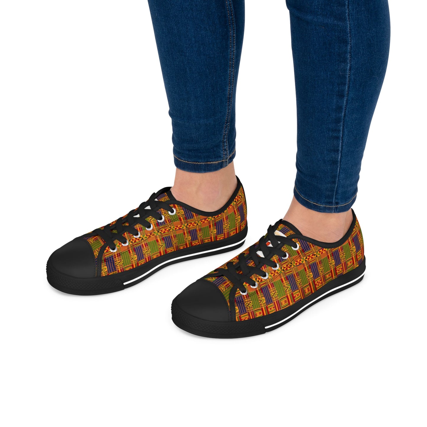 Colorful Kente Print Women's Low Top Sneakers - Holy Unto Yahuah Collection