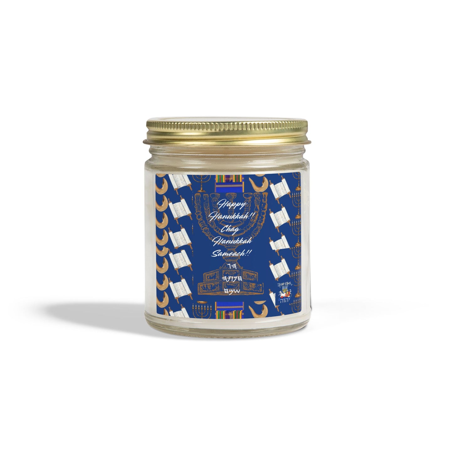 Happy Hanukkah Coconut Apricot Wax Candle (4oz, 9oz)