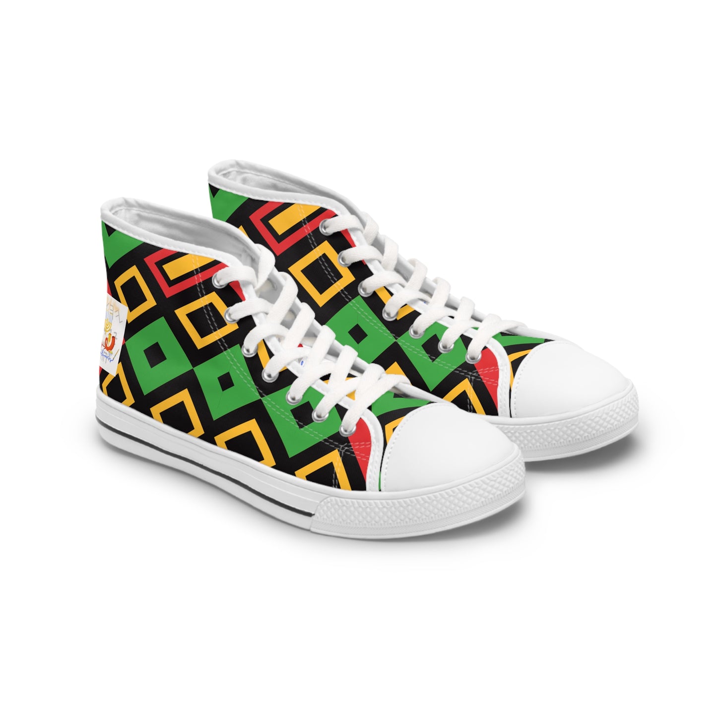 Love Righteousness - Green Kente Vibrant Women's High Top Sneakers  - Apocryphal Collection